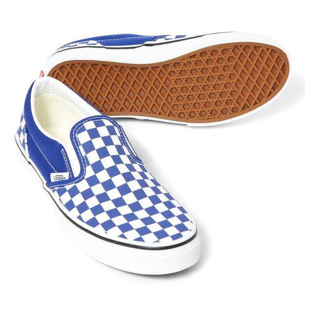 Blue Checkered Slip-On Shoes Blau
