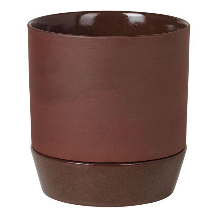 Denise Planter Pot with Saucer | Dark red- Product image n°0
