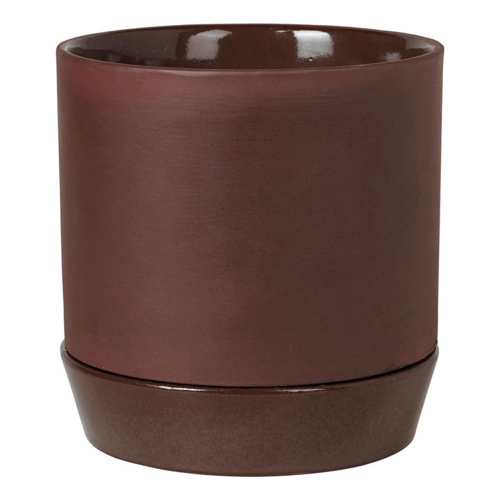 Denise Planter Pot with Saucer | Dark red- Product image n°2