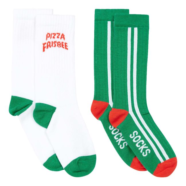Summer Pizza Socks - Set of 2 White