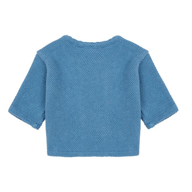 Knit Button-Up Cardigan Blu
