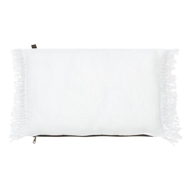 Wani Linen Fringed Cushion Cover | White