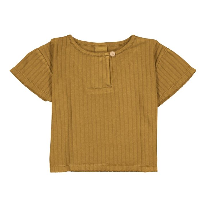 Orso Ribbed Organic Cotton T-shirt Ocker- Produktbild Nr. 0