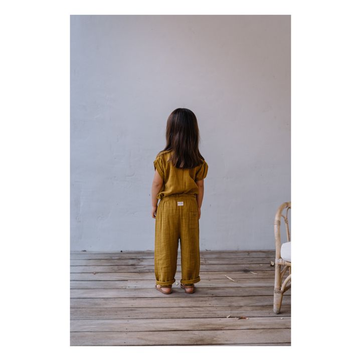 Cousin Organic Cotton Muslin Trousers Ochre- Product image n°3