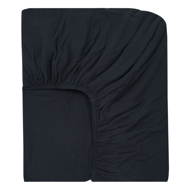 Spannbetttuch aus Baumwoll-Voile Dili | Schwarz
