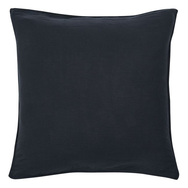 Funda de almohada Dili de velo de algodón | Negro