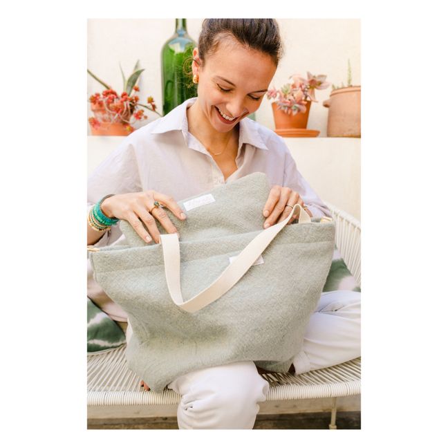 Pochette en laine et lin | Bleu chiné
