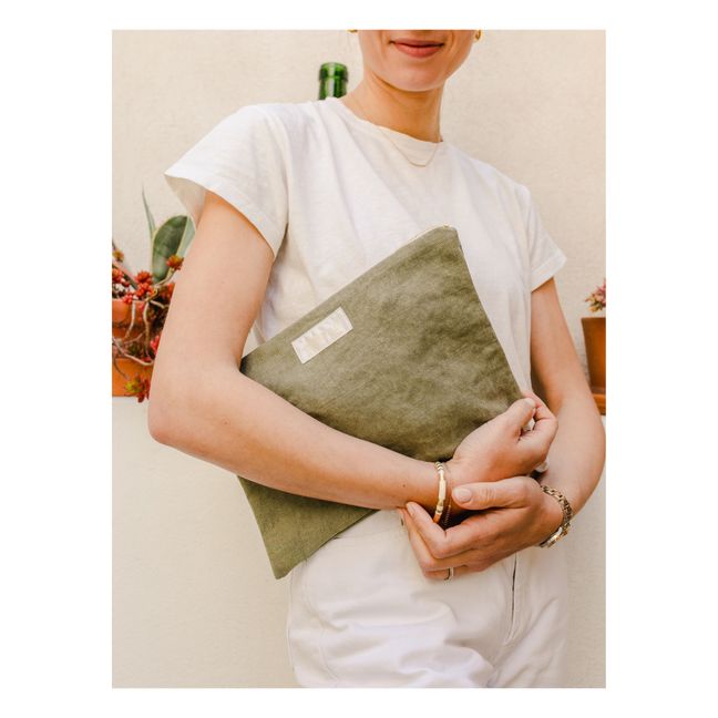 Pochette en lin | Vert kaki