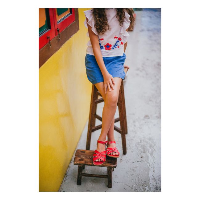 Original Leather Cross Strapped Waterproof Sandals | Red
