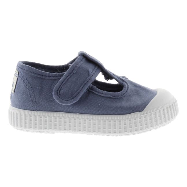 Sandalia Tira Lona Velcro Sneakers Blue