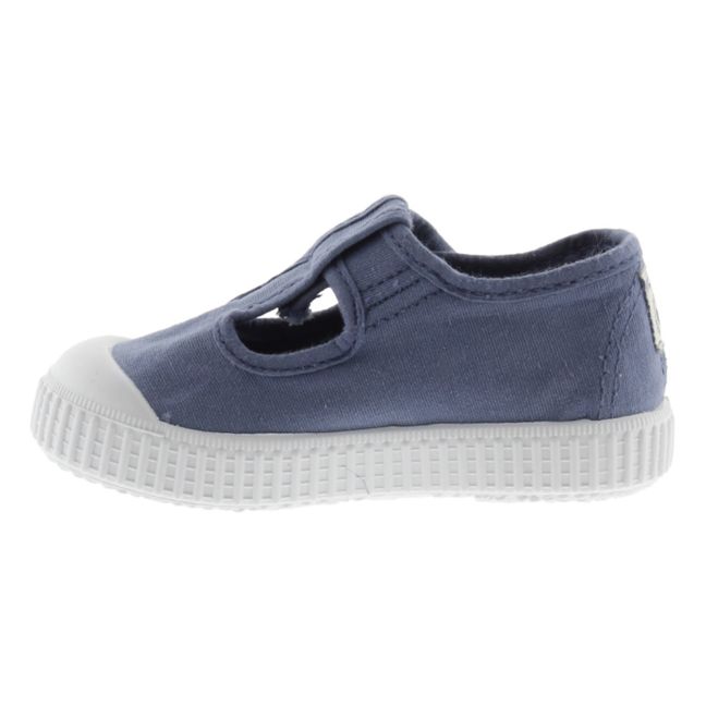 Sandalia Tira Lona Velcro Sneakers Blue