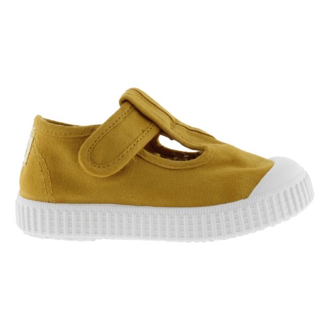 Sandalia Tira Lona Velcro Sneakers Senffarben