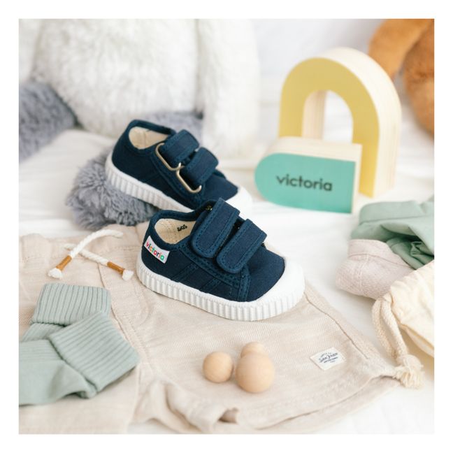 Tiras Lona Velcro Sneakers | Blu