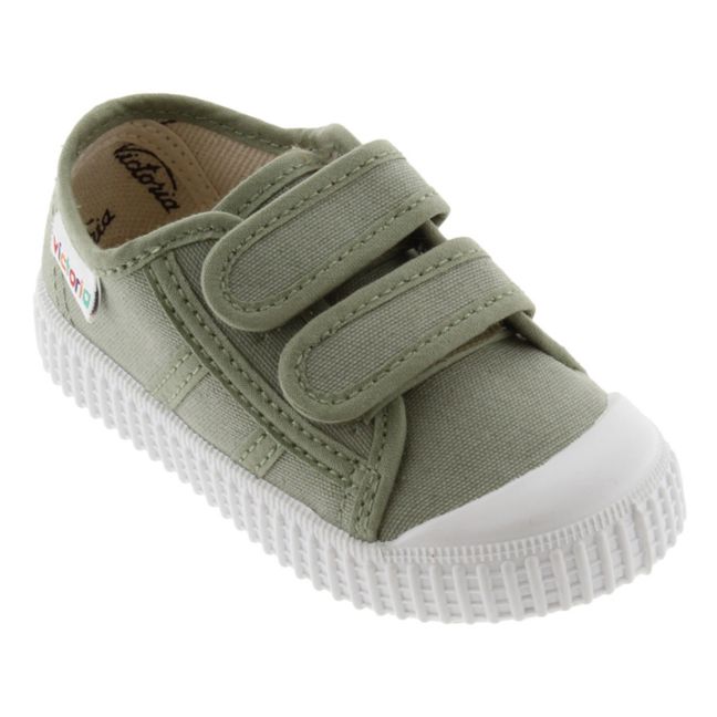 Tiras Lona Velcro Sneakers | Verde militare