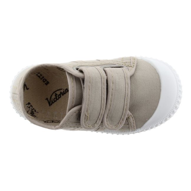 Tiras Lona Velcro Sneakers | Beige
