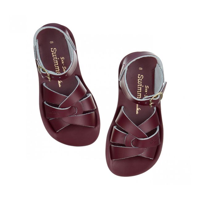 Waterproof Leather Swimmer Sandals | Burgundy