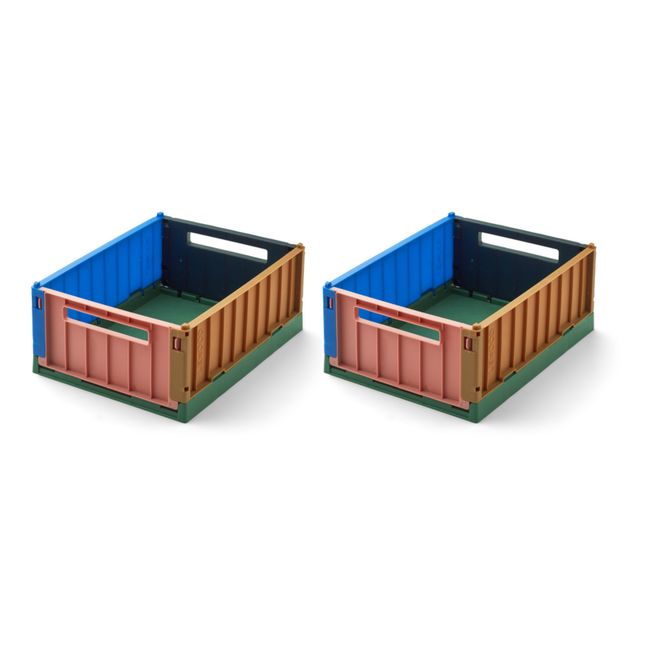 Weston Multicoloured Collapsible Crates - Set of 2 Verde