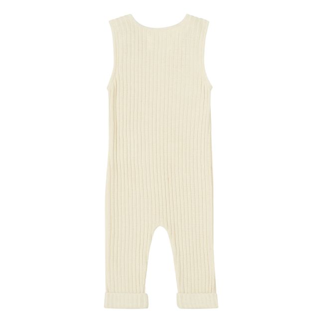 Organic Cotton Hooded Jumpsuit Ecru Konges Slojd Fashion Baby - Smallable