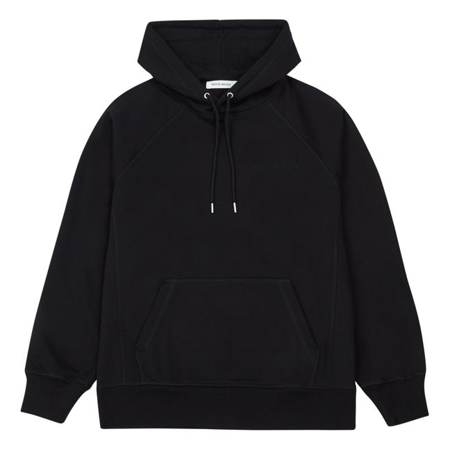 Felpa con cappuccio in cotone organico Fred | Nero