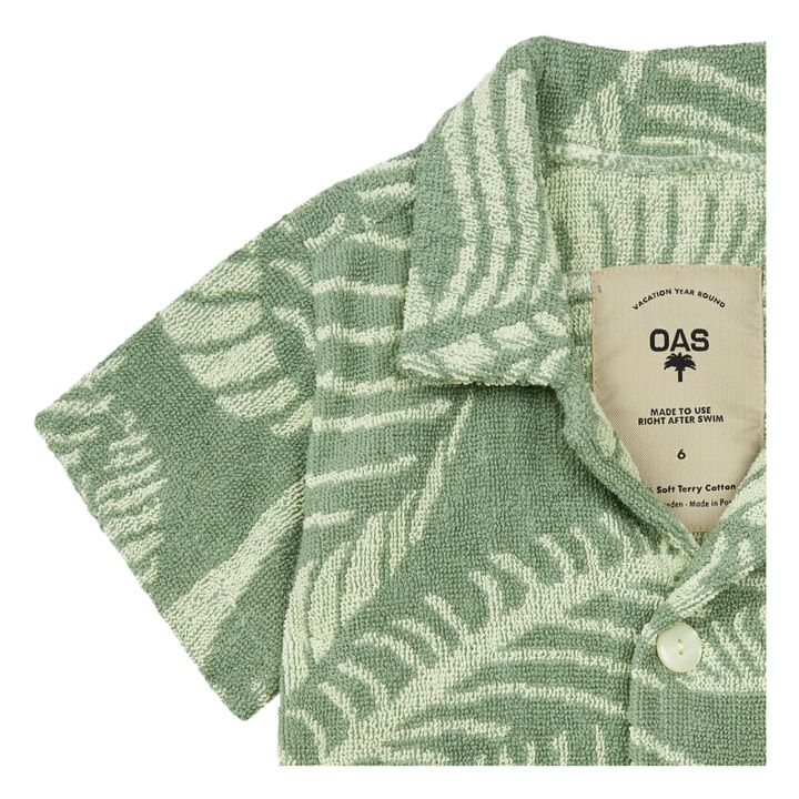 Banana Leaf Cuba Terry Cloth Short Sleeve Shirt | Green- Product image n°1