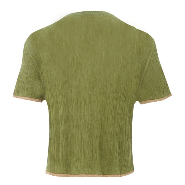 Beacon Textured Cotton Knit Top Verde