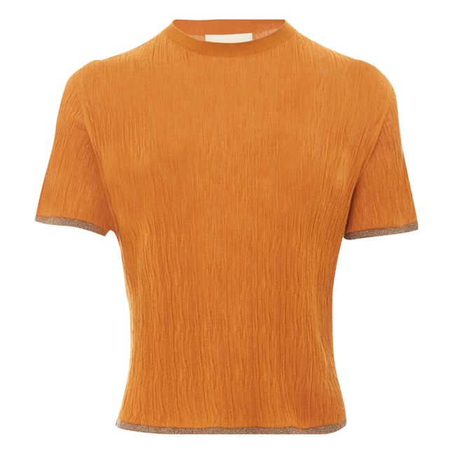 Beacon Textured Cotton Knit Top Orange