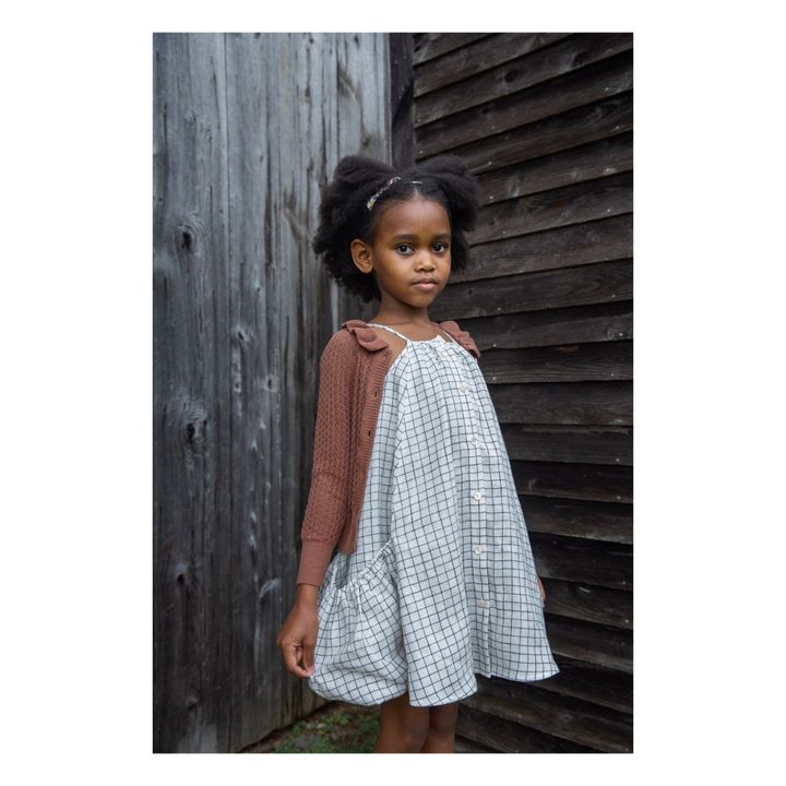 Prim Checked Linen Dress | Ecru