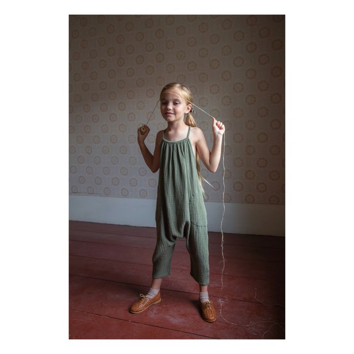 Ines Cotton Muslin Jumpsuit | Olive green- Product image n°1