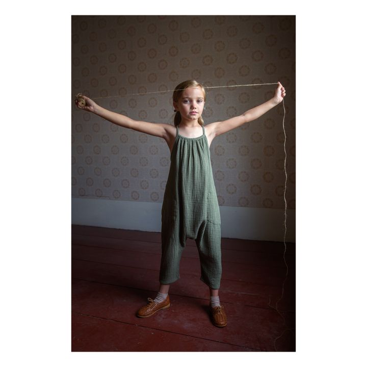 Ines Cotton Muslin Jumpsuit | Olive green- Product image n°2