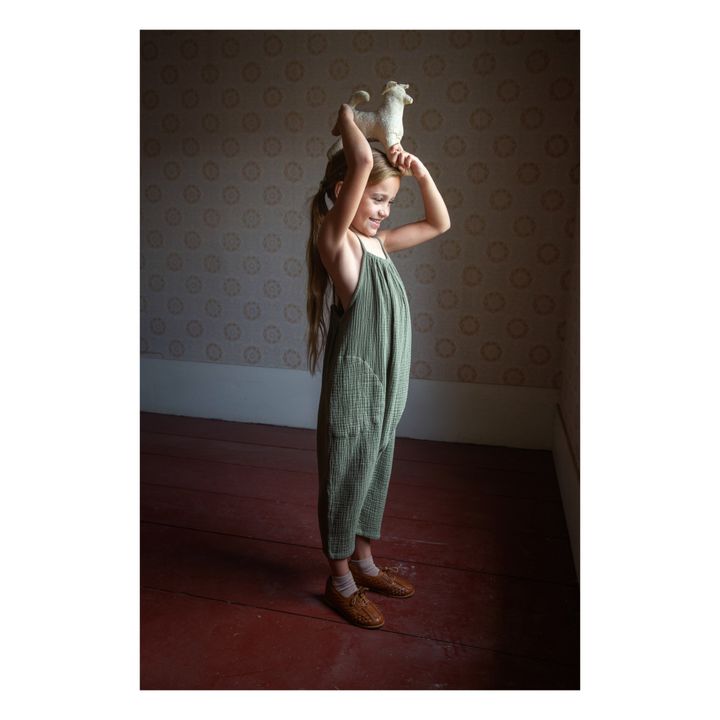 Ines Cotton Muslin Jumpsuit | Olive green- Product image n°3