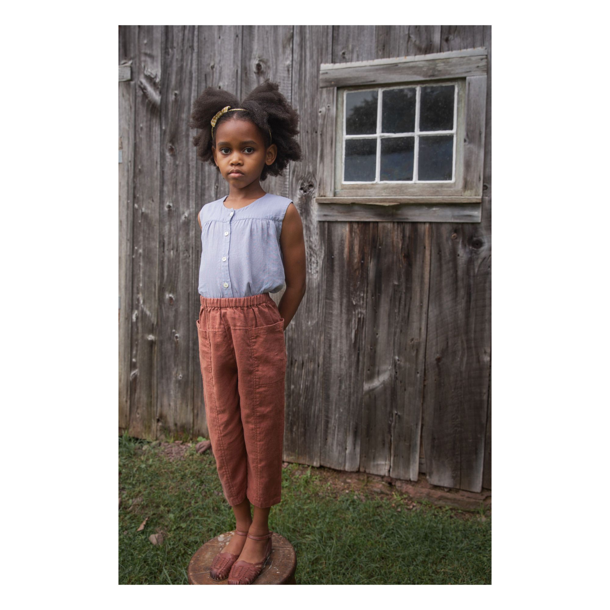 Pantalón de lino Jane Rosa Viejo- Imagen del producto n°1