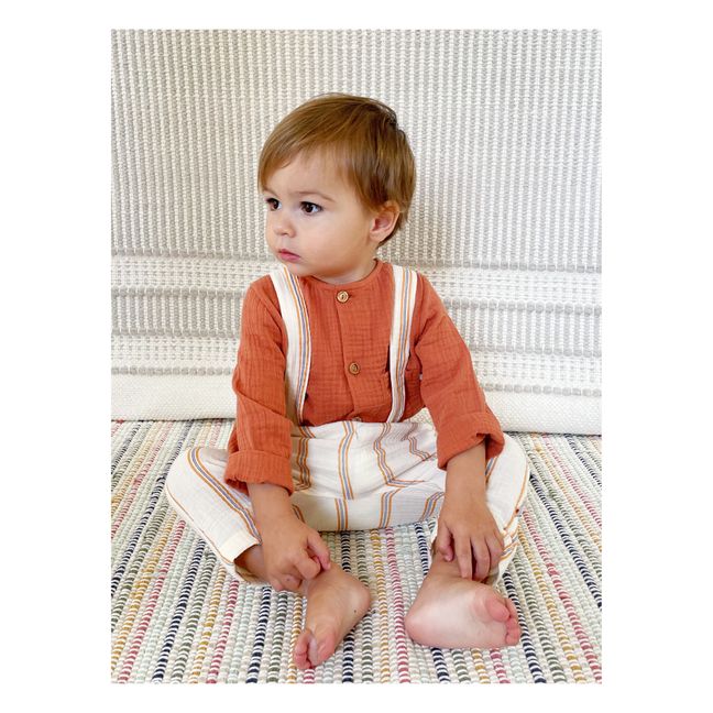 Gabriel Organic Cotton Muslin Baby Harem Pants with Suspenders Seidenfarben