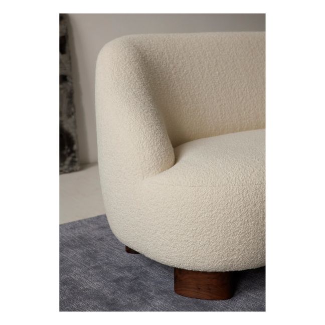 2-Sitzer-Sofa Margas LC3, Gestell aus Walnussholz  | Elfenbeinfarben