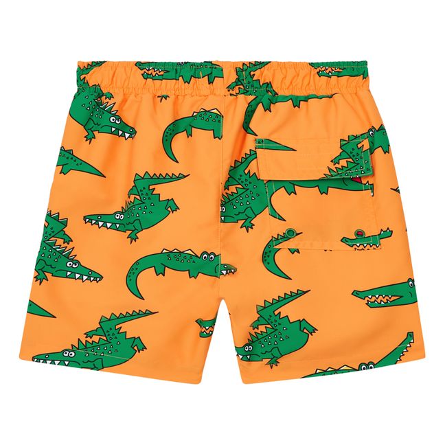 Recycled Polyamide Crocodile Swim Trunks Arancione