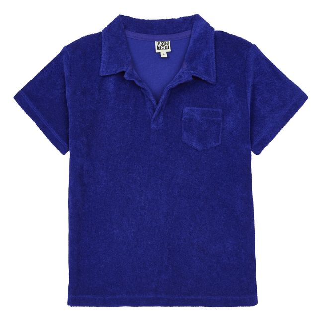 Organic Terry Cloth Polo Shirt Blau