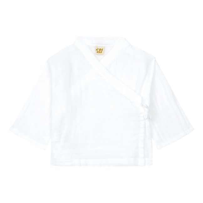 Chaqueta Kimono de algodón orgánico Theo | Blanco