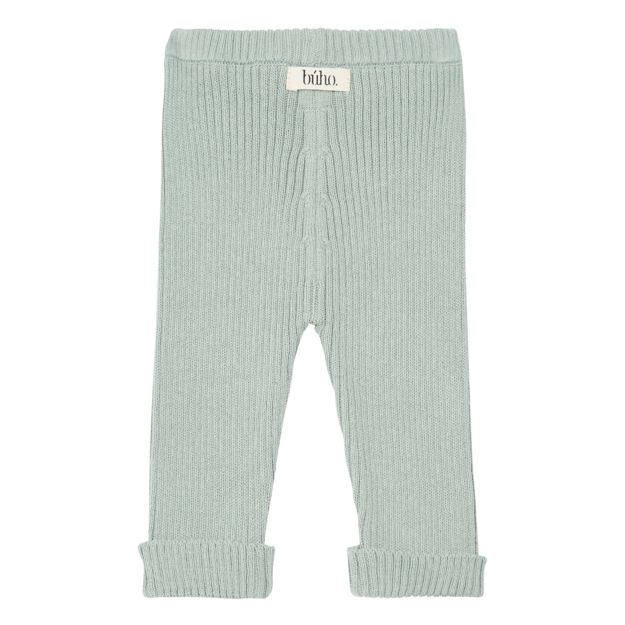 Organic Cotton Knit Leggings Green 