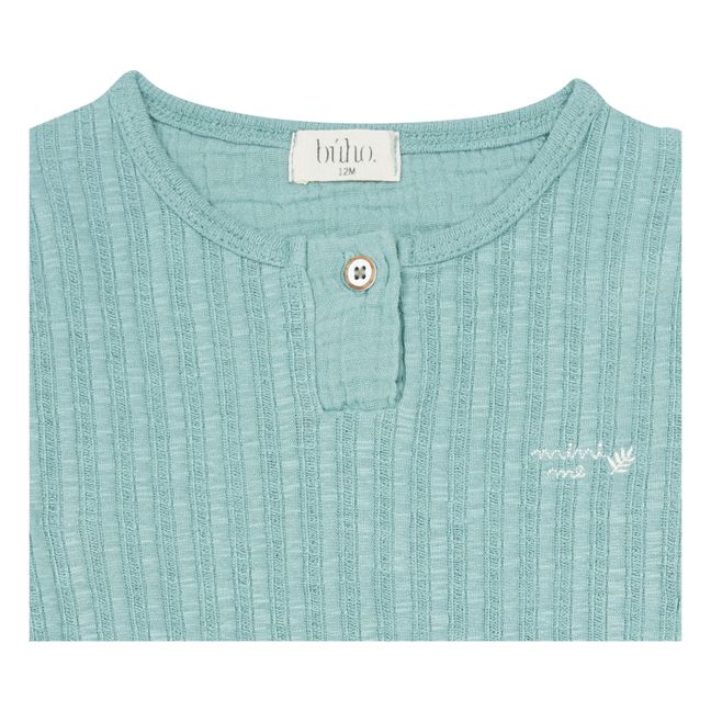 T-Shirt Coton Bio Côtelé Bébé Vert d'eau