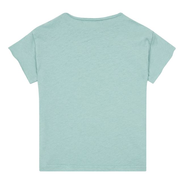 Cotton and Linen Baby Pocket T-shirt Green water