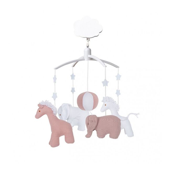 Musical Mobile - Giraffe and Elephant  Dusty Pink