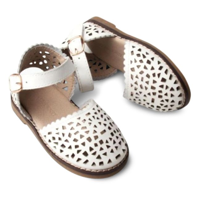 Openwork Leather Sandals | White