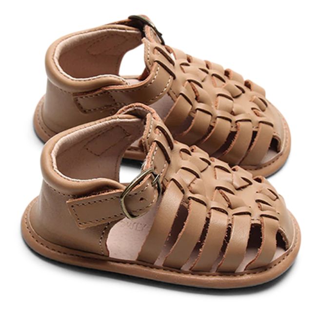Braided Soft-Sole Sandals Beige