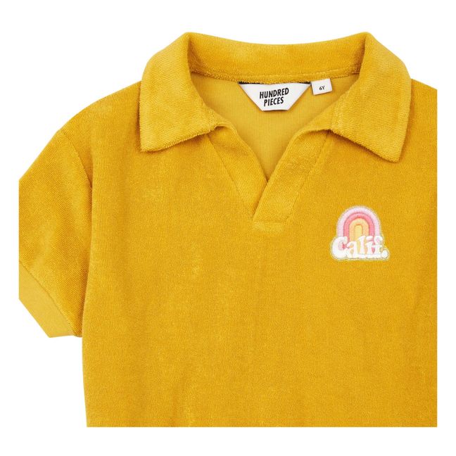 Organic Terry Cloth Polo Shirt Sunflower Yellow