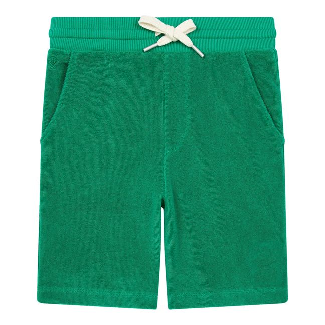 Long Organic Terry Cloth Shorts Green