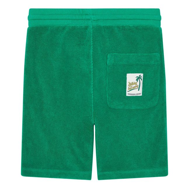 Long Organic Terry Cloth Shorts Green