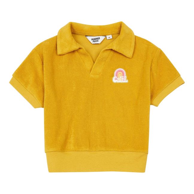 Organic Terry Cloth Polo Shirt Sunflower Yellow