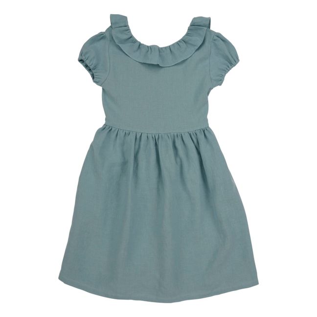 Nathalie Organic Linen Dress Blu