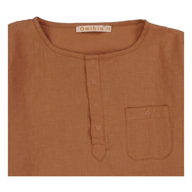 Ray Organic Linen Kurta Shirt Rust