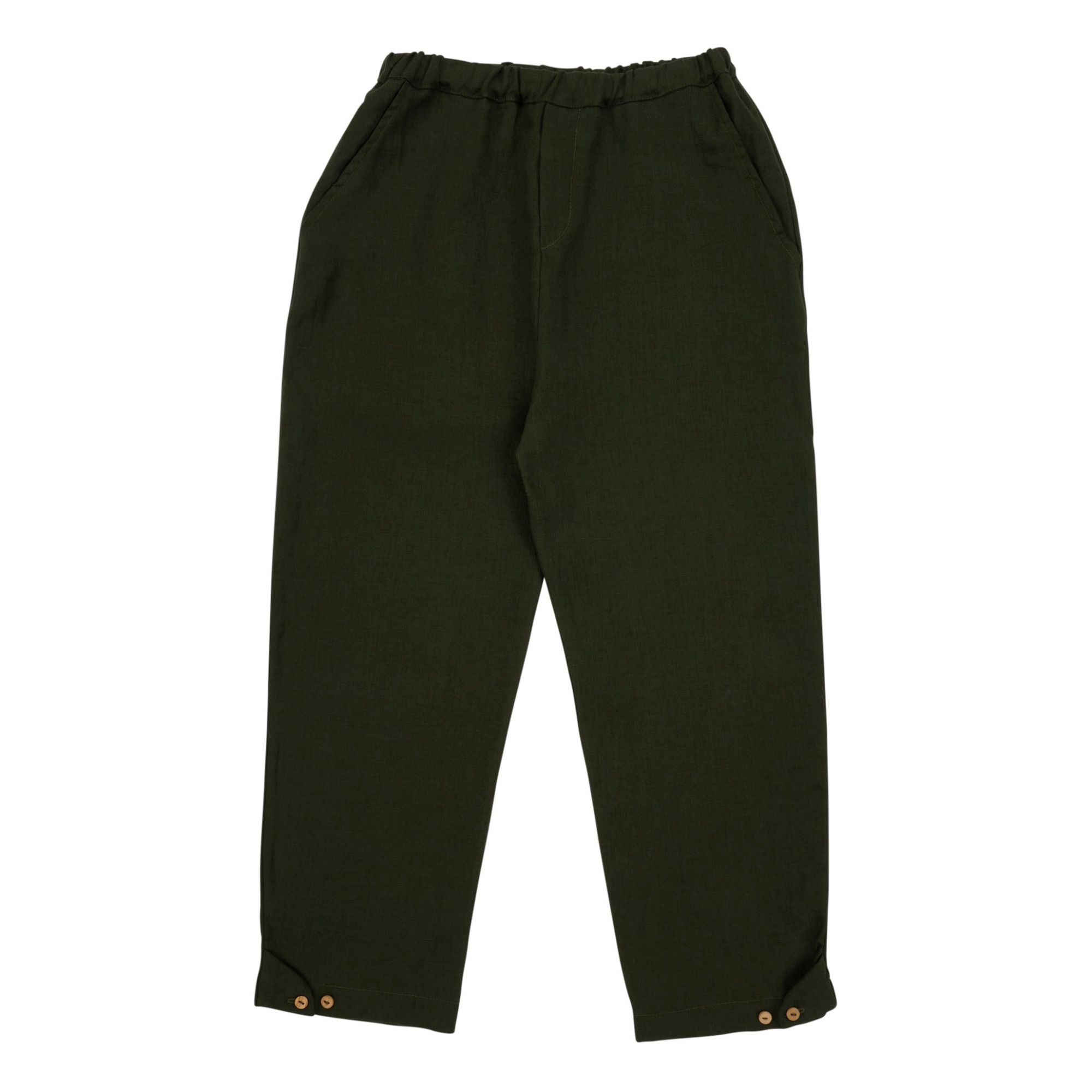 Caspar Organic Linen Trousers Dark green- Product image n°0