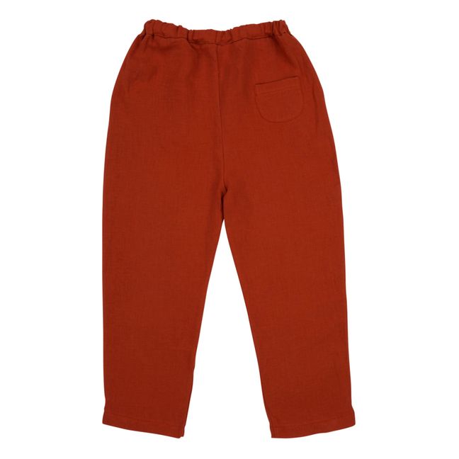 Caspar Organic Linen Trousers Rust